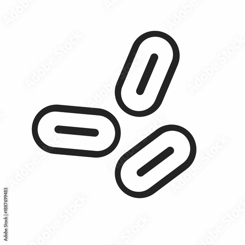 ​Minimalist yeast icon featuring three oval microorganisms. Black line art vector illustration for microbiology, fermentation, probiotic, and laboratory concepts.
