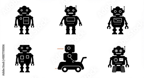 Wallpaper Mural Modern robot icons collection in various designs and styles Torontodigital.ca