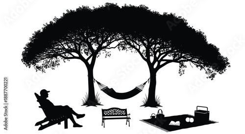 Relaxing under the shade of trees in a peaceful outdoor setting