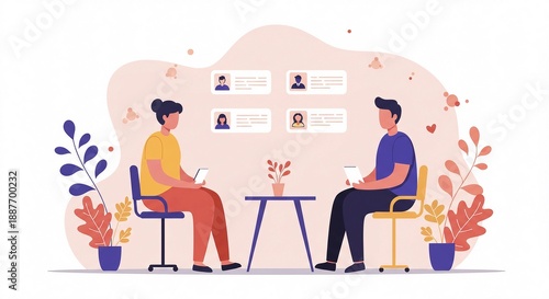 Wallpaper Mural Two colleagues discussing employee profiles in modern office setting Torontodigital.ca