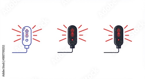 Wallpaper Mural Modern LED indicators with glowing red lights for status signals Torontodigital.ca