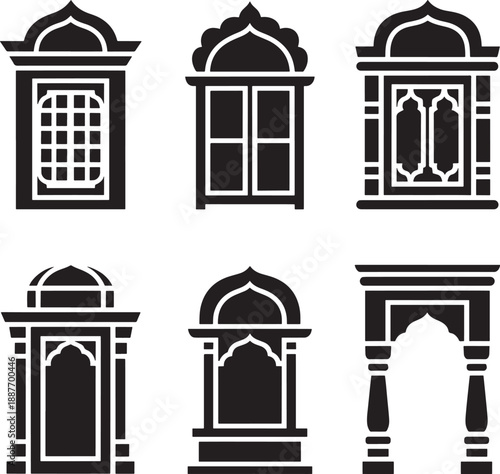 Vector icon set of famous landmarks and historic buildings from different cultures and cities.
