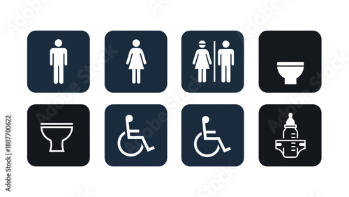 Restroom Signage Icons Collection.