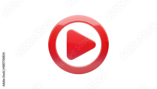 Free Download Red 3D play button icon inside a circle, symbolizing video and playback, isolated on white background. - GFXLoad