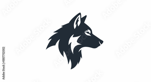 Stylized wolf head concept representing strength, wilderness, and primal spirit. A powerful graphic symbolizing leadership and resilience, perfect for branding or emblems
