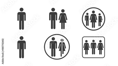 Collection of restroom signs for men and women.