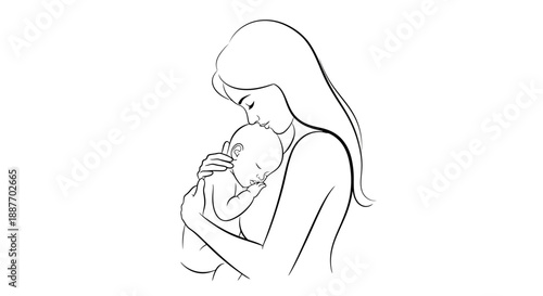 Mother holding her newborn baby in a tender embrace.