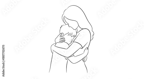 Mother embracing her child with love and tenderness.