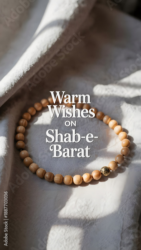 wooden prayer beads on fabric
