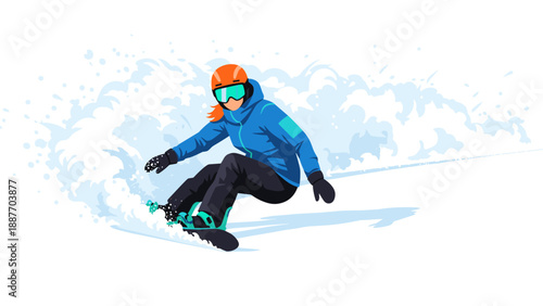 Snowboarder in action: dynamic winter sports scene with vibrant colors