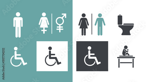 Restroom Signs Symbols Icons Collection.