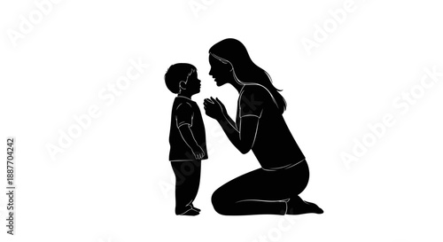 Mother and child silhouette bonding moment.