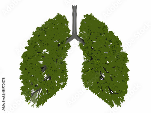 Lungs shaped like trees representing breath nature and environmental health