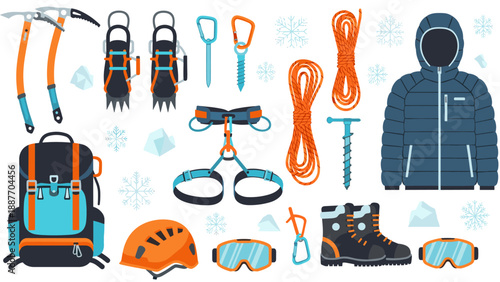 Essential winter mountaineering gear collection for snowy adventures