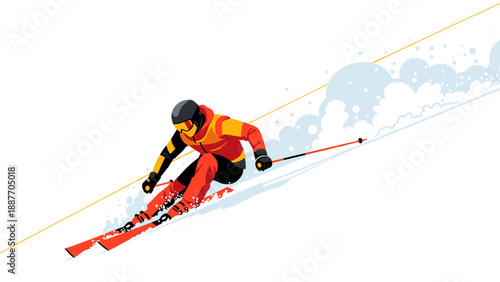 Dynamic skiing adventure: vibrant winter sports action scene