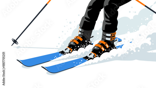 Skier racing downhill with speed and precision in dynamic style