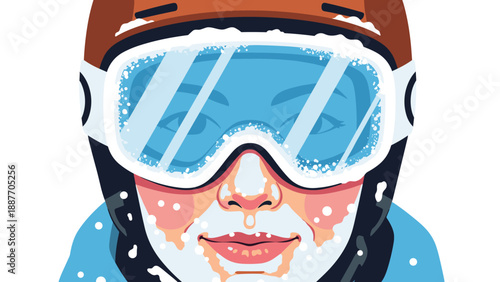 Winter sports enthusiast wearing ski gear and snow goggles in vibrant art style