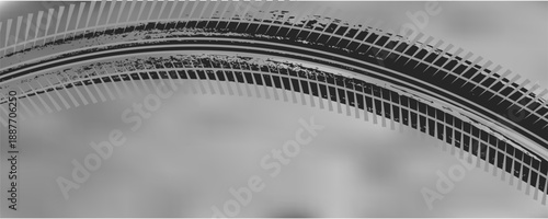 Black tire marks on road, Black rubber tire marks and tread marks, Tire trace track wheels texture and background, Auto tire tread grunge, Car wheel tyre tread track black tyre print, Aerial view.