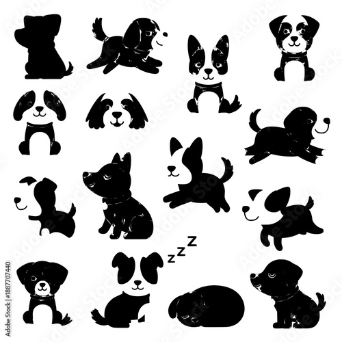Minimal monoline dog collection vector illustration for logo and icon design