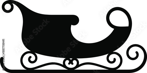 Santa Claus sleigh silhouette icon for Christmas holiday design, winter decoration, festive greeting cards, seasonal illustrations, and vector graphic use