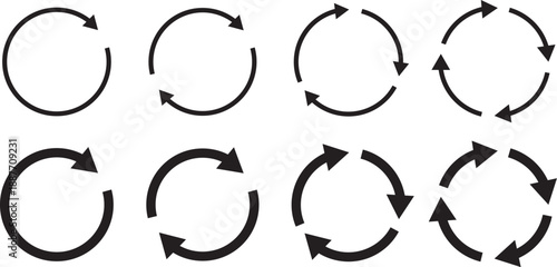 circular arrow line icons icon set.Trendy circular arrow icons. Sleek data synchronization and transfer symbols. Modern website refresh and back button elements.
