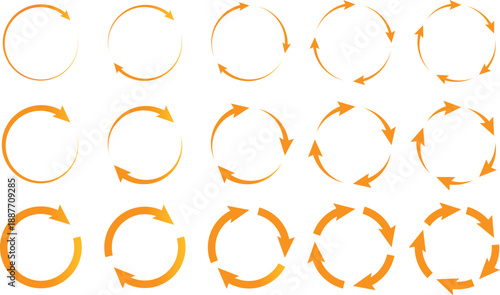 PrMinimalist circular arrows set. Mobile app rotation icon collection icons. web interface motion vector elements.Modern rotation and direction icons
int