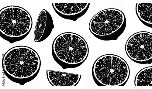 Isolated lime half slices vector set with fresh green citrus illustration