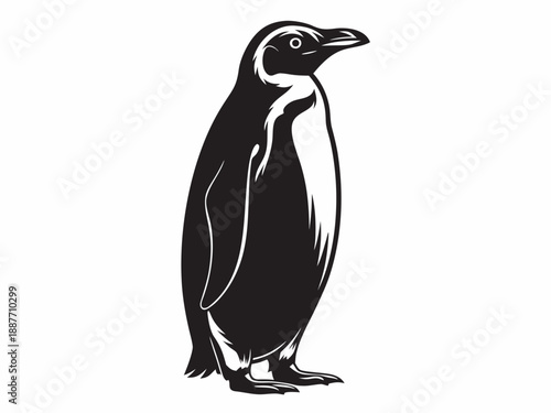 Elegant penguin illustration a striking black and white avian portrait