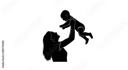 Mother holding baby silhouette.