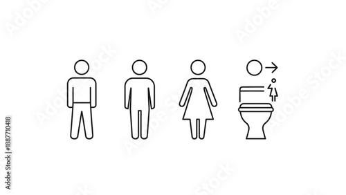 Restroom Signage Icons for Men Women and Toilet Facility.