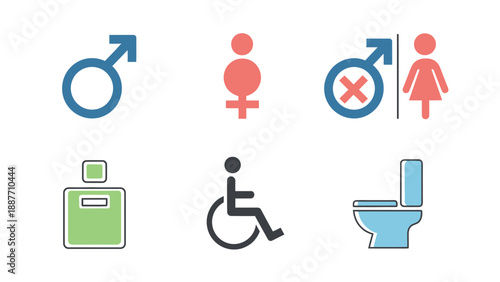 Gender neutral and accessible restroom symbols.