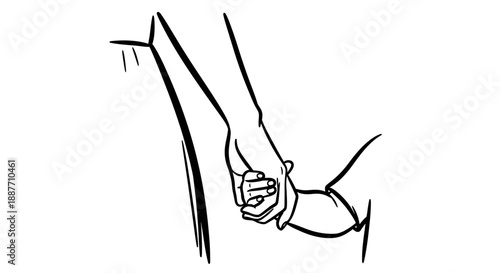 Parent Holding Child Hand Line Art.