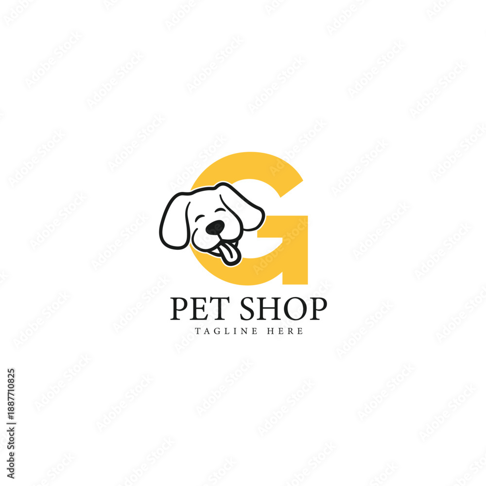 Obraz premium Letter G logo with a dog face. Alphabet G Pet Icon