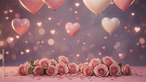 Floating Hearts with Colorful Festive Hearts, heart, love, rose, wedding, marriage life, holiday, family life, wedding journey, married happiness, lifelong partnership, romantic relationship, flower.