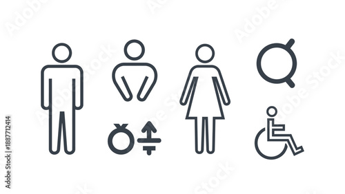 Male Female And Accessible Restroom Signs Icons.