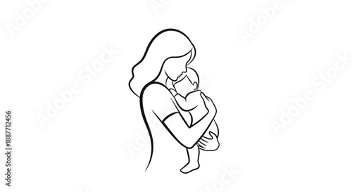 Mother holding her baby with love and care illustration.