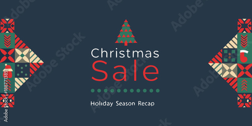 Festive christmas sale announcement with holiday season decor and promotional details