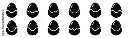 Easter mini egg Silhouette vector icon set. Easter vector icons on white background and Vector illustration.