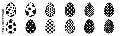Easter polka dot egg Silhouette vector icon set. Easter vector icons on white background and Vector illustration.