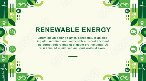 Green Renewable Energy Banner Background with Sustainable Industry and Clean Electricity Concept