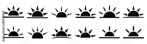 Easter sunrise Silhouette vector icon set. Easter vector icons on white background and Vector illustration.