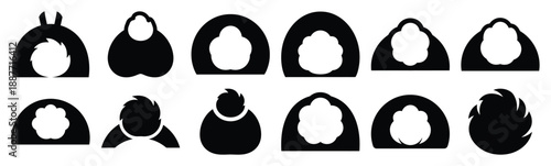 Easter bunny tail Silhouette vector icon set. Easter vector icons on white background and Vector illustration.