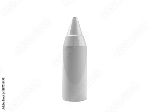 A close-up shot of a bottle of liquid on a white background, great for use in food or science photography