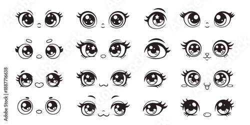 set of black and white eye icons