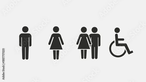 Restroom Sign Icons for Men Women Accessible.