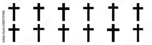 Easter easter cross Silhouette vector icon set. Easter vector icons on white background and Vector illustration.