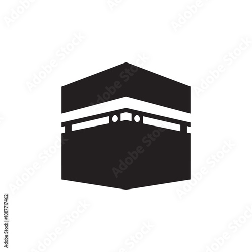 Simple black silhouette depicting the kaaba a cuboid structure in mecca saudi arabia islam high quality
