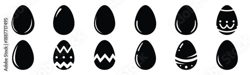 Easter easter egg Silhouette vector icon set. Easter vector icons on white background and Vector illustration.