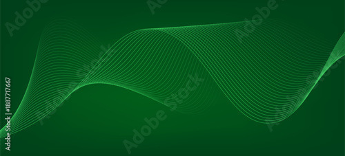 Abstract green background with elegant glowing wave lines and soft gradient for eco friendly technology