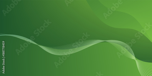 Abstract Green Wave Background with Flowing Lines and Gradient Layers